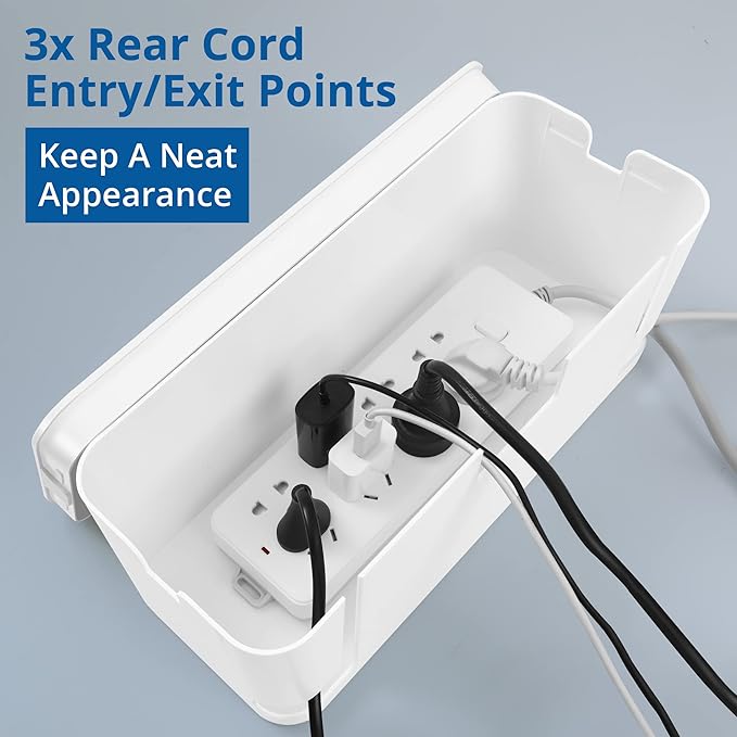 ZhiYo Cable Management Box White, 2Pack Cord Organizer Box - Extra Large and Medium Size, Cord Hider Box to Conceal Power Strips on Desk or Floor, Made from Electrically Safe ABS Material