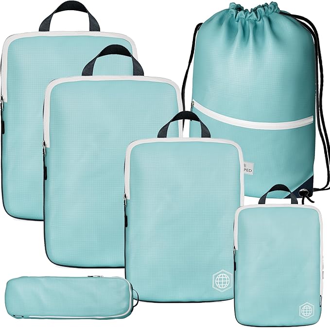 Extra Large Compression Packing Cube 6 Piece Set for Travel and Check Luggage by TRIPPED Travel Gear