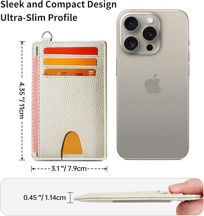 Mayski Slim Wallet, Credit Card Holder for Women, Minimalist Front Pocket RFID Blocking Card Cases, Small Wallet Women Men(Litchi Beige)