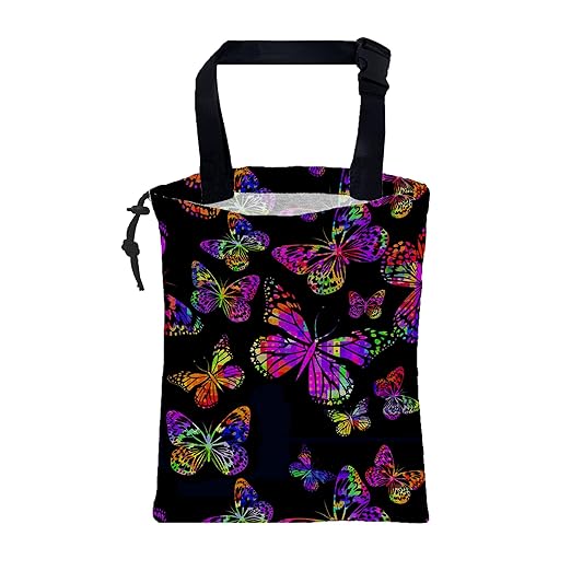 Car Garbage Bag Watercolor Colorful Butterflies Hanging Canvas Car Trash Bag Waterproof Drawstring Car Back Seat Organizer for Car Back Front Seat Console with Adjustable Buckle