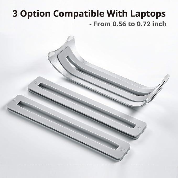 SIIG Aluminum Vertical Laptop Stand Holder, Desk Space Saving, Three Rubber Sizes 0.56", 0.64" & 0.72", Fits MacBook Pro, and Other Laptops to Organize Work & Home Office (CE-MT2R12-S2)