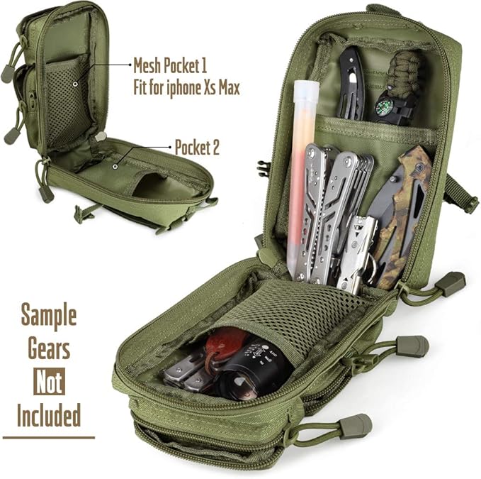 LIVANS Tactical Molle Utility Pouch, EDC Tool Pouch Tactical Phone Pouches Mini Waist Pouches Medical EDC IFAK Pack Mini Design of 3-Day Backpack