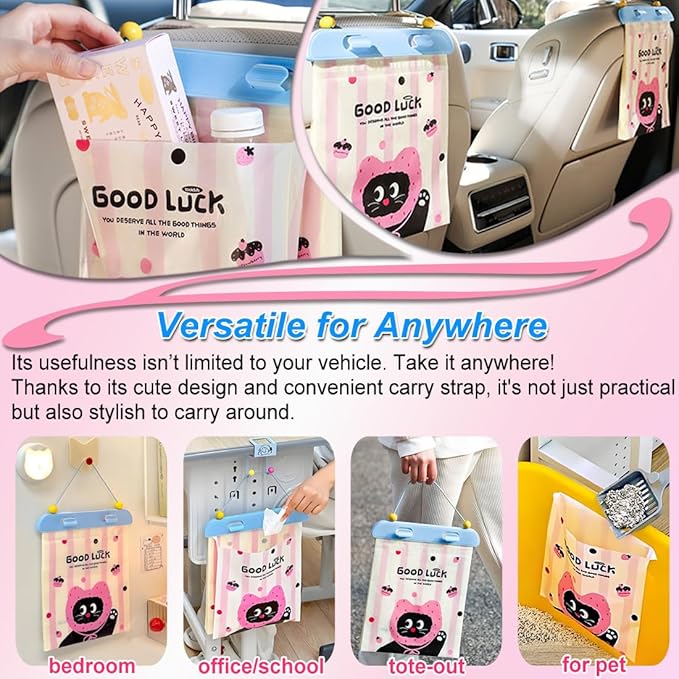 20 Pack Car Trash Bags, Leak-Proof Hanging Car Garbage Bag，Adhesive Seal Automotive Vehicle Trash Bag with Phone Stand Holder, Thick Car Sick Bags for Vomiting, Multi-Use Waste Bag for Home & Outdoor