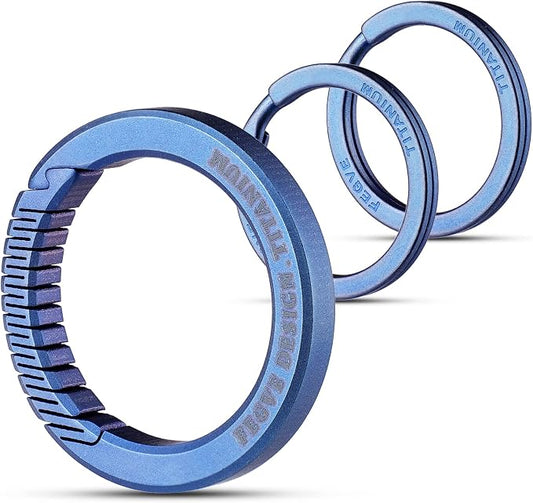 FEGVE Round Carabiner Keychain Clip, Spring Hook Key Chain Clip with 2pcs 1 Inch Key Rings for Men