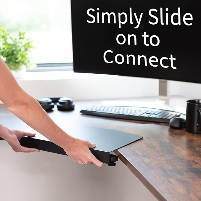 VIVO Clamp-on 17 inch Corner Desk Connector Sleeve Plate, L Desk Platform Extender Attachment, Black, DESK-AC07C