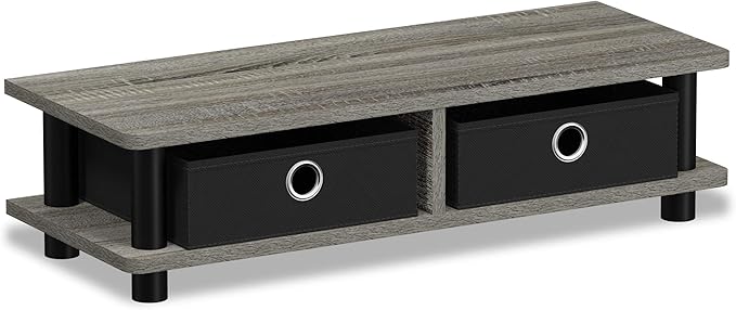 FURINNO Turn-N-Tube Monitor Stand, French Oak Grey/Black