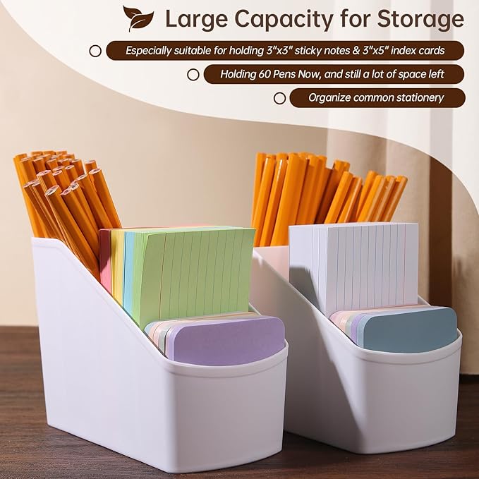 Generic 2-Piece Set Plastic Desk Organizer With 8 Slots,Minimalist Multi-purpose Storage for Small Items,White Matte Surface