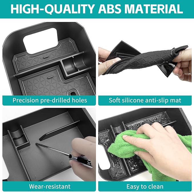 Center Console Organizer Tray Compatible with 2019-2025 Toyota RAV4 & Prime Accessories, ABS Material Insert Armrest Secondary Storage Box for RAV-4 Interior Accessories, Black