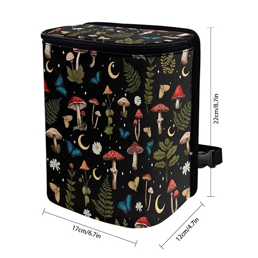 Mushroom Butterfly Floral Hanging Garbage Bin Cute Car Accessories Multipurpose Trash Bin Decoration Car Interior for Men and Women