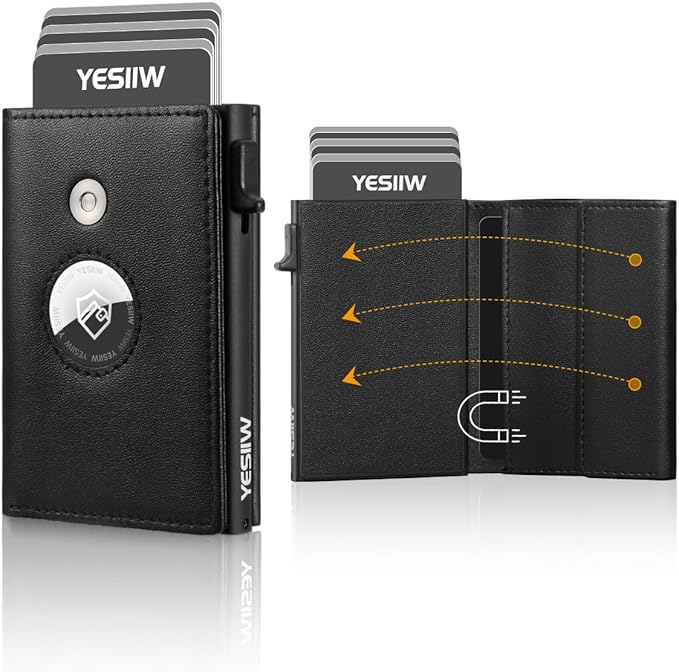 YESIIW Credit Card Holder Wallet for Men RFID Blocking Slim Minimalist Metal Wallet with Money Pocket Contactless Card Protector
