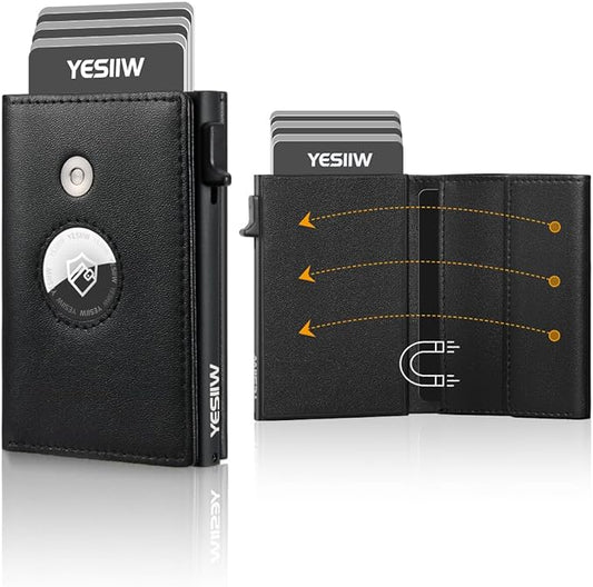 YESIIW Credit Card Holder Wallet for Men RFID Blocking Slim Minimalist Metal Wallet with Money Pocket Contactless Card Protector