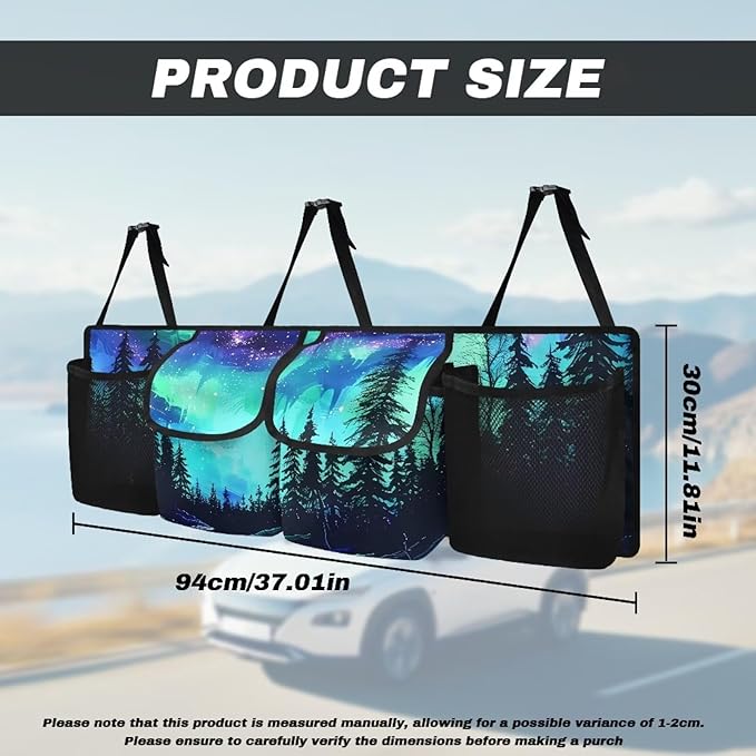 Starry Sky Car Trunk Organizer and Storage,Forest Design Backseat Hanging Organizer for SUV,Truck,Van Collapsible Cargo Storage Bag,Vehicle Accessories Decorate Not Easy to Fade