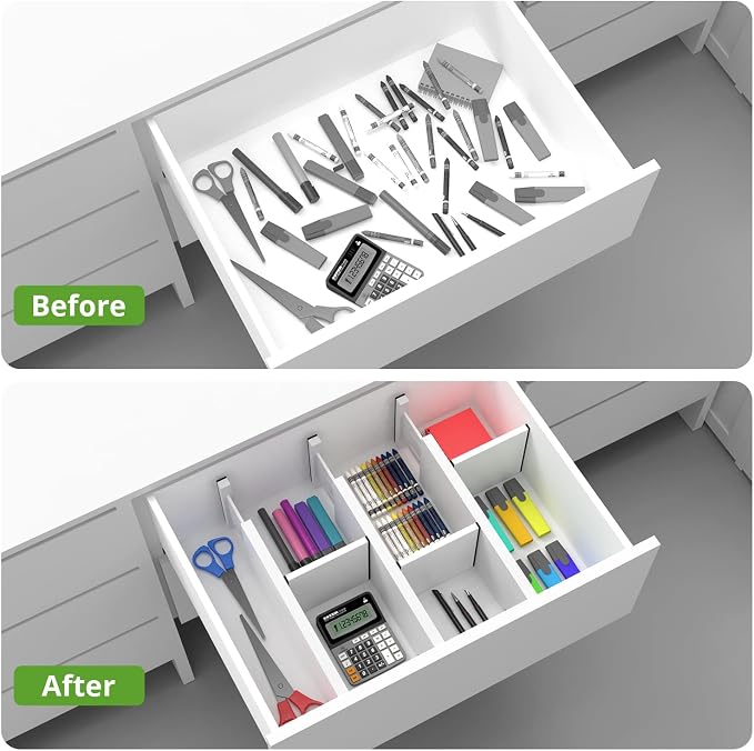 ANTOWIN 4 Pack Expandable Drawer Dividers, 4.7'' High, Extend from 12.2'' to 17.7'', Bamboo Dresser Drawer Organizers Separators for Kitchen, Bedroom, Office, Bathroom (White)