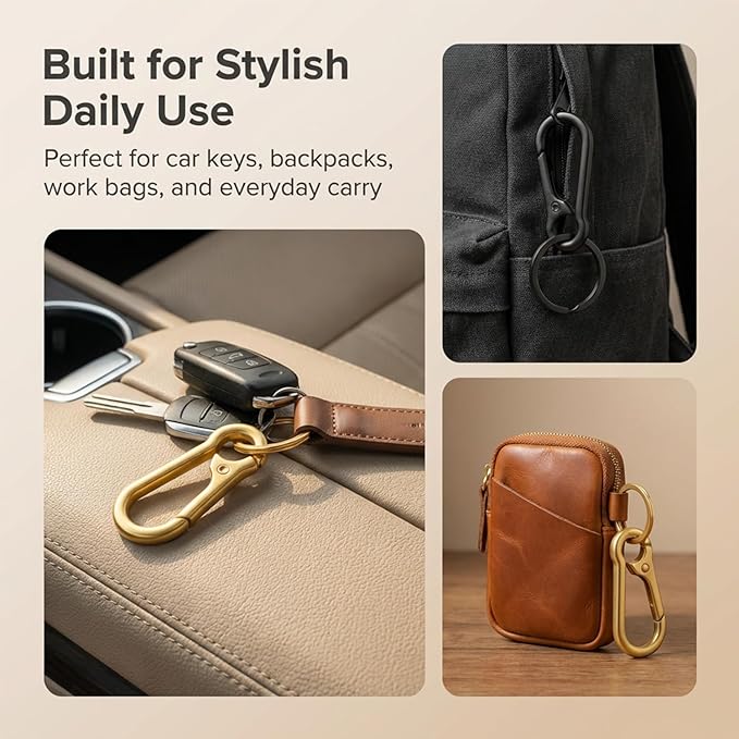 OXIHOUSE&CO- Metal Carabiner Keychain Set, Minimalist Key Ring Clip for Car Keys, Purse, Backpack, Durable for Women Men