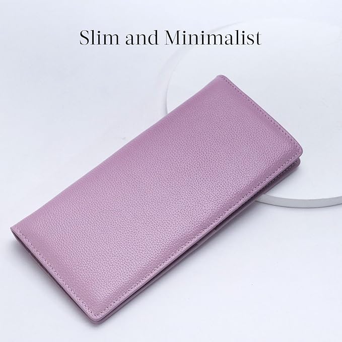 Bveyzi Ultra Slim Thin Leather RFID Blocking Credit Card Holder Bifold Clutch Wallets for Women