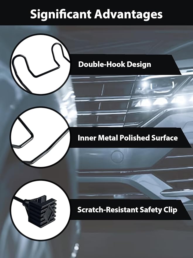 2 Pack Hard Hat Holder for Truck, Heavy Duty Metal Double Hook for Car Seat Headrest, Seat Back Hanger for Safety Helmet Vest Caps Jackets, Work Truck Accessories for Men Women