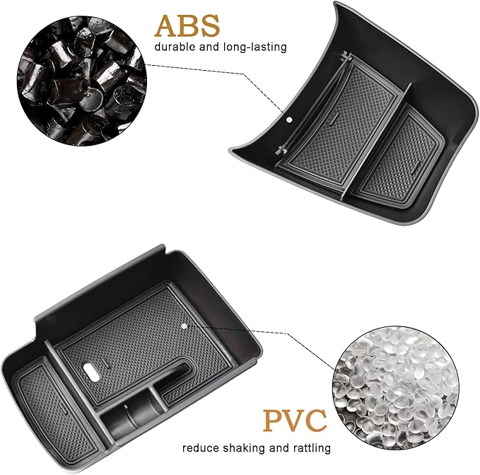 HGWEI 2Pcs Center Console Organizer Compatible with 2024 2025 2026 Chevy Trax Interior Accessories and Lower Middle Console Insert Tray Armrest Storage Box Compartment Divider, Black