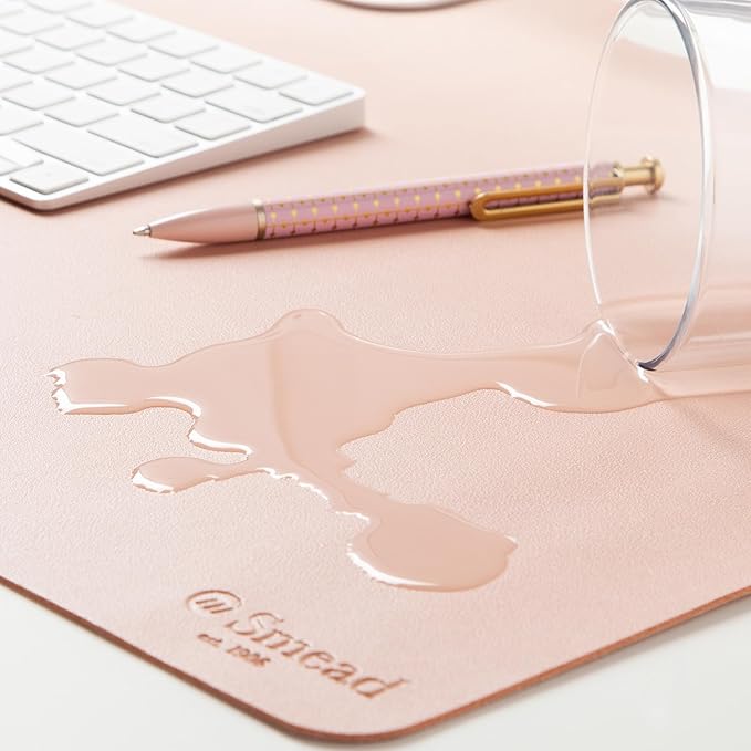 Smead Desk Pad, Vegan Leather Desk Mat with Non-Slip Faux Suede Backing, Perfect Desk Organizer for Office Decor, 31.5” x 15.7” Medium, Dusty Rose (64834)