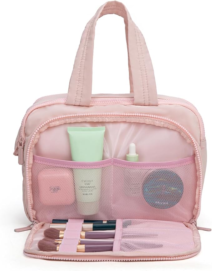 Montana West Travel Toiletry Bag for Women, Large Capacity Makeup Organizer, Lightweight Puffy Cosmetic Bag with Waterproof Lining, Front & Back Zipper Pockets, Travel Essentials Bag
