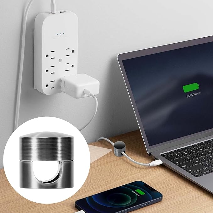 8 Sets Charger Holders for Cords, Black Adjustable Cable Anchor Holders, Adhesive Metal Cord Clips, Cable Management Wire Organizers for Desk, Office, Nightstand