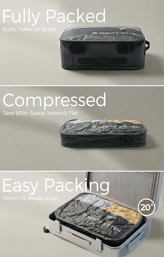 IKYWT Travel Vacuum Seal Bag with Pump, 21L Compression Packing Cube Kit with 270° Zipper, Reusable Waterproof Vacuum Storage for Carry-On & Small Checked Luggage (1-Pack)