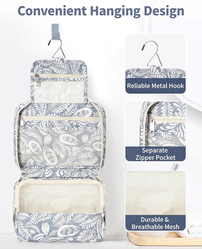 Narwey Small Hanging Travel Toiletry Bag for Women, Travel Bag for Toiletries, Makeup Bag Organizer Cosmetic Bags Make Up Bags for Girls