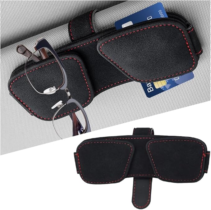 Sunglass Holder for Car Visor, Magnetic Auto Sun Visor Eyeglasses Ticket Card Double Clip, Vehicle Interior Glasses Hanger Organizer Accessories, Universal for SUV Sedan Truck(Black)