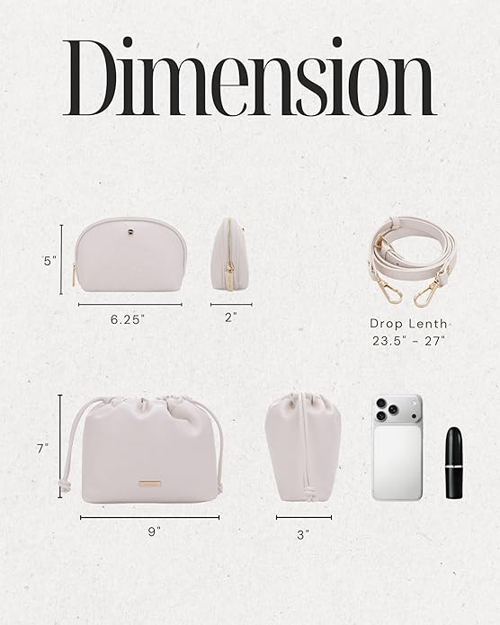 Mali+Lili Lola Beauty Bag Duo, Makeup Bag Travel Cosmetic Bag Set of 2, Vegan Leather Purse Crossbody Bags for Women and Girls, Cute Makeup Pouch, Travel Pouch, Crossbody Purses for Women | Duo