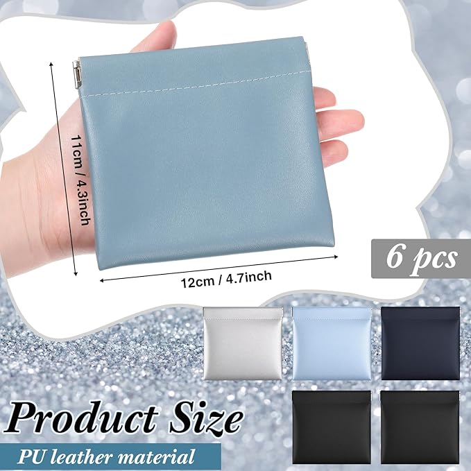 6 Pack PU Leather Small Coin Purse Mini Change Purse Coin Pouch Cash Wallet for Men Women Credit Card Lipstick(Classic Color)