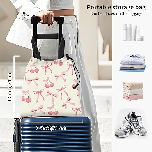 Car Trash Bag Large Hanging Can for Back of Seat, Cute Waterproof Car Garbage Bag for Vehicle, Travelling, Outdoor Cute Pink Cherry Bow