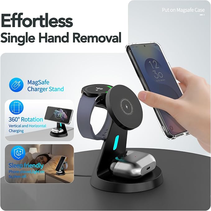 for Samsung Galaxy S25+ Dedicated Magnetic Charging Kit，3 in 1 Charging Station Compatible with MagSafe Samsung Charger for Watch Charger Stand for Galaxy Watch Ultra 8 7, for Buds