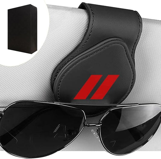Sunglasses Holder Suit for Dodge Challenger Charger SRT RAM Car Sun Visor Magnetic Leather Glasses Sunglass Clip Eyeglasses Mount Car Accessories for Dodge Owners