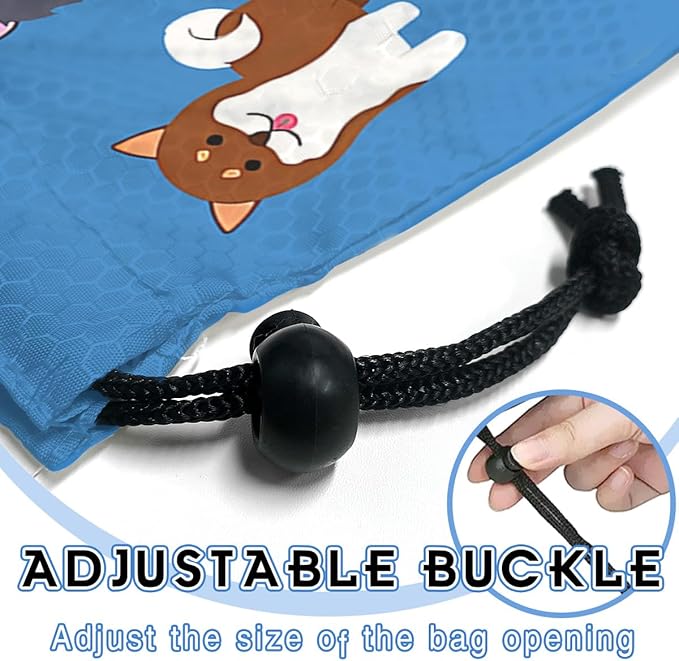 Car Trash Bag Hanging Back of Seat Waterproof Small Cute Printed One-Handed Strap Drawstring Garbage Bags for Car-Cute Animal Dogs