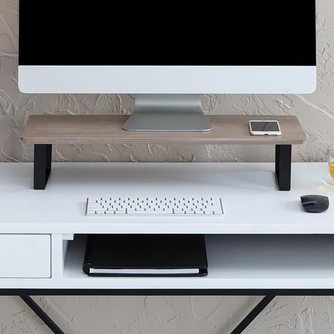 Anji Mountain Monitor Stand - Desktop Organizer & Laptop Riser, Ergonomic Monitor Riser, Space-Saving Monitor Stand for Desk, Durable Construction, Easy Assembly, Ideal for Home & Office,Biscotti