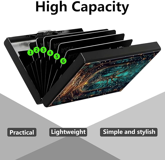 Credit Card Holder, Forest Design Mini RFID Blocking Aluminum Wallet Slim Metal Hard Case Shell Travel Wallet ID Case Small Credit Cards Case Business Cards for Women Men Girls