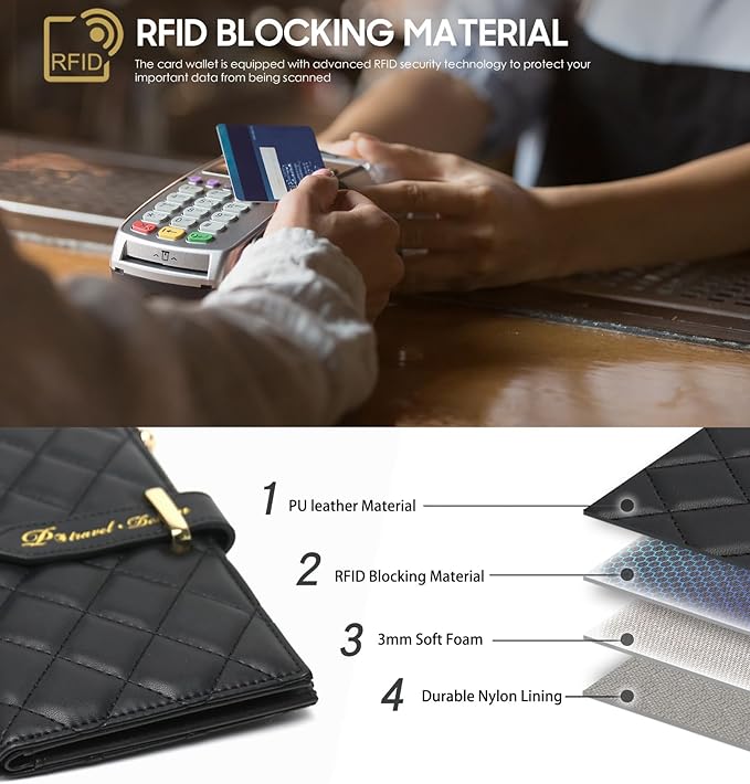 Passport Holder for Travel,Leather Passport Wallet,Travel Document Organizer with AirTag Slot,RFID Blocking With Credit Cards Case,Zippered Coins Pocket and Cash Slot for Women Men