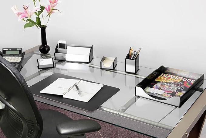 Kantek Black Acrylic and Aluminum Business Card Holder, 4.5-Inch Wide x 2-Inch Deep x 2.5-Inch High (BA330)