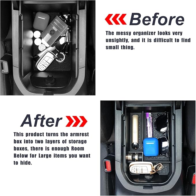Center Console Organizer Tray Compatible with Toyota RAV4 2025 2024 2023 2022 2021 2020 2019 Armrest Storage Box Insert Tray Secondary Interior Accessories