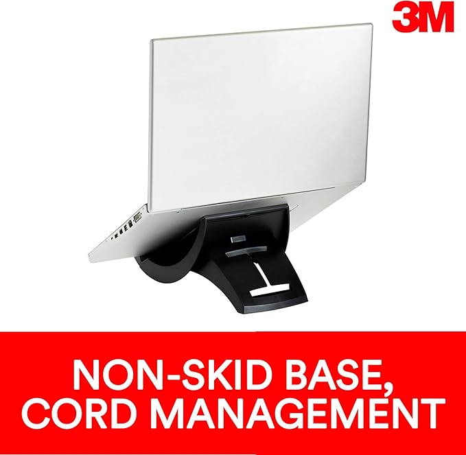 3M Vertical Notebook Computer Riser With Cable Management, 9" X 12" X 6.5" To 9.5", Black/charcoal Gray, Supports 20 Lbs