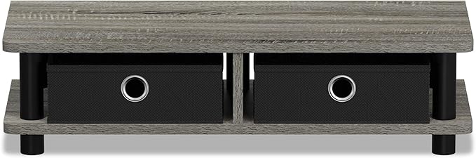 FURINNO Turn-N-Tube Monitor Stand, French Oak Grey/Black