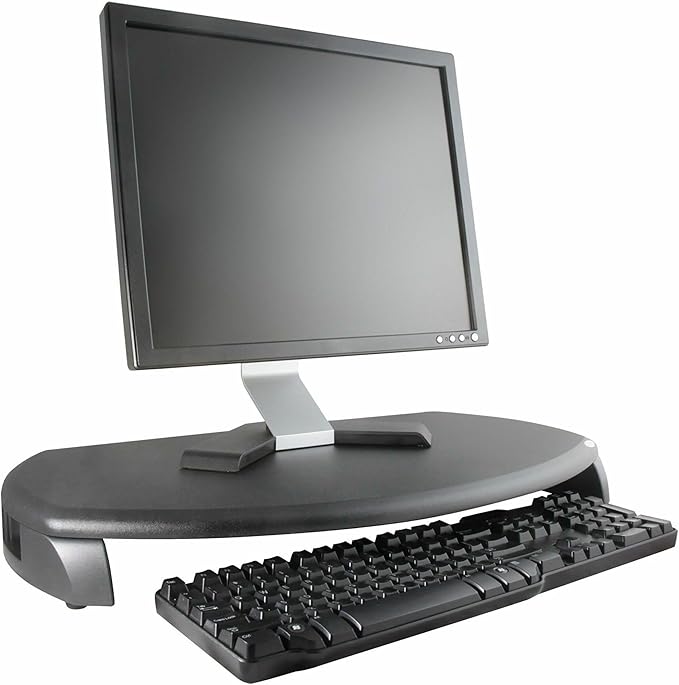 Kantek Crt/LCD Stand with Keyboard Storage, 23" X 13.25" X 3", Black, Supports 80 Lbs