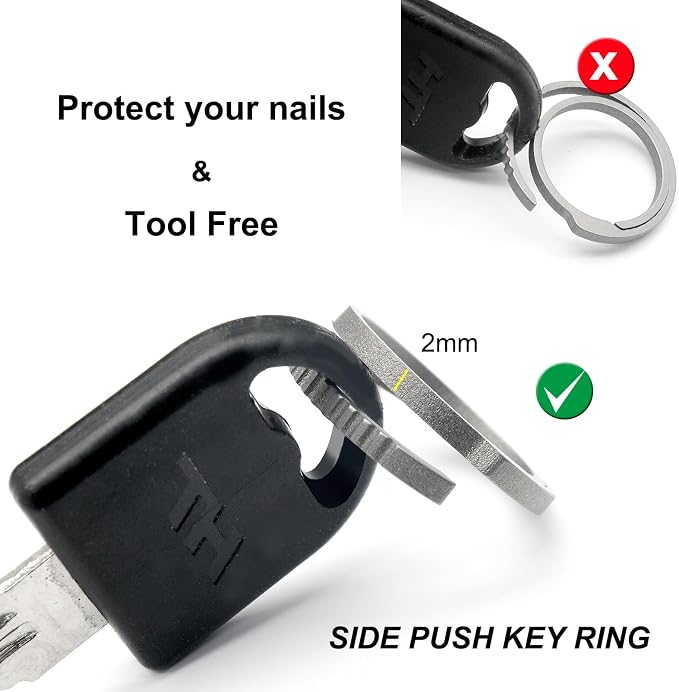 Titanium Key Rings Heavy Duty Side Push Split Key Chain Rings for Key Carabiner Quick Release Keychain