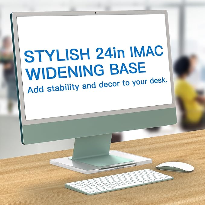 Acrylic Stand Base Widener for 24-inch iMac 2021-2024 M1/M3/M4 Chip - Stability Plate with Anti-Slip Design & Enhanced Support for iMac 24 inch (Clear White)