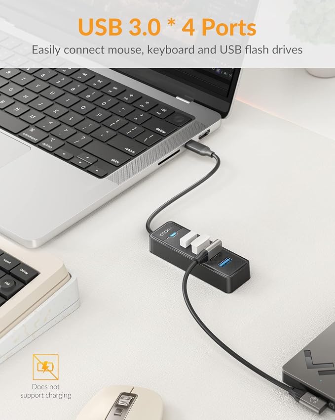 iDsonix USB C Hub, 4-Port USB C to USB Multiport Adapter, 5Gbps USB Splitter USB Hub for Laptop, USB Extender Hub for MacBook Pro/Air, iPad Pro, PC, Desktop, Xbox, Keyboards, Mouse, Flash Drive, HDD