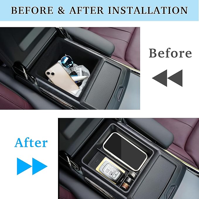Center Console Organizer for 2023-2026 Range Rover & Range Rover Sport (without Refrigerator), Armrest Storage Box Insert Tray Interior Accessories