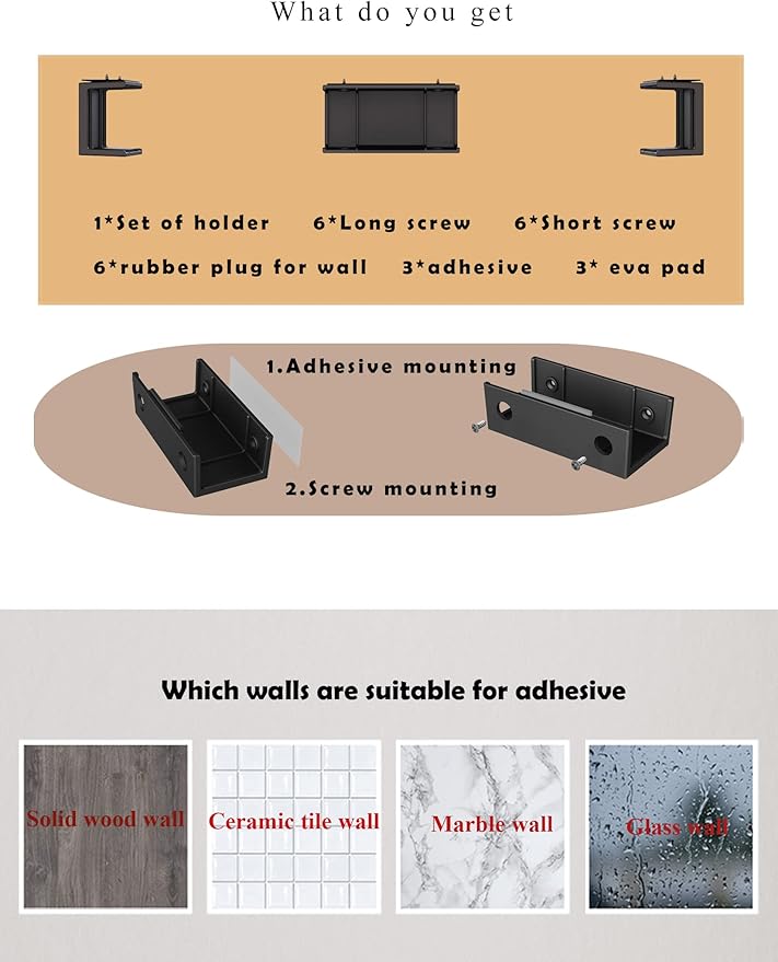 Under Desk Laptop Mount Under Desk Laptop Drawer with Adhesive & Screw Fit for Macbooks, Keyboard, Routers, Modems, Cable Box, Network Switch and More (Black)