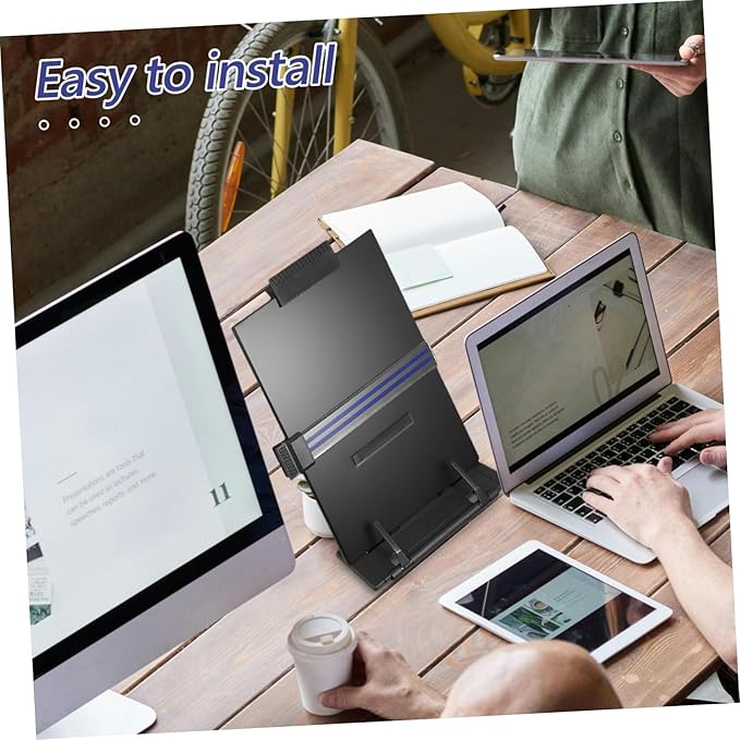 Adjustable Reading Stand for Desk Lightweight Copy Holder with Tilt Angle for Students and Office Use Black Document Holder