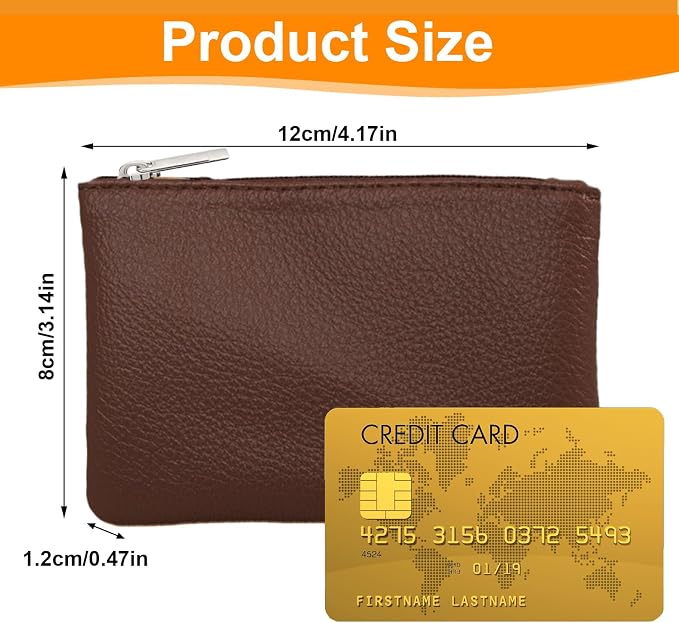 4 Pcs Leather Coin Purse Pouch for Men Women, Small Change Purse with Zipper Small Change Purse for women Mini Coin Pouch for Women Small Pouch for Purse Small Coin Bag Change Purse for Coins Card Key