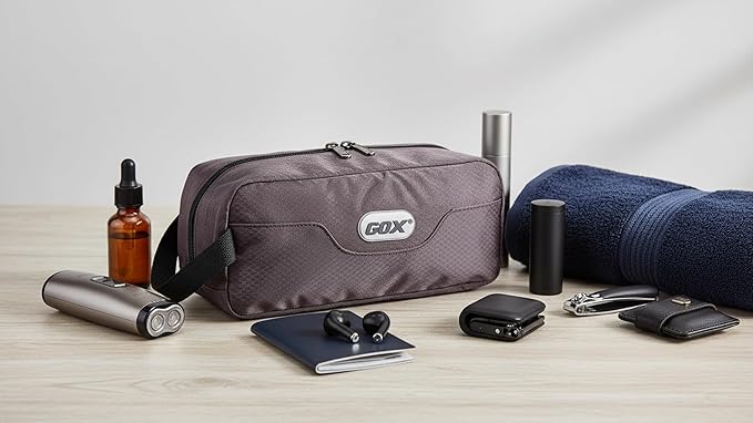GOX Small Travel Toiletry Bag, Dopp Kit Case For Men, Multifunction Cosmetics Organizer Pouch (Grey)