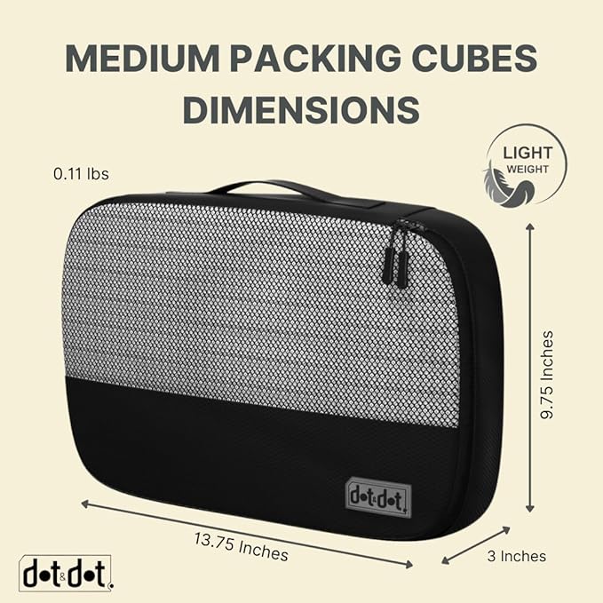 Medium Packing Cubes for Travel - 5pc Packing Cubes for Suitcases - Lightweight Luggage Organizer Bags (Non-Compression)
